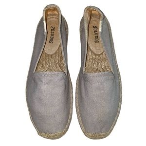 Soludos Leather Espadrille Grey Smoking Flats Size 6.5